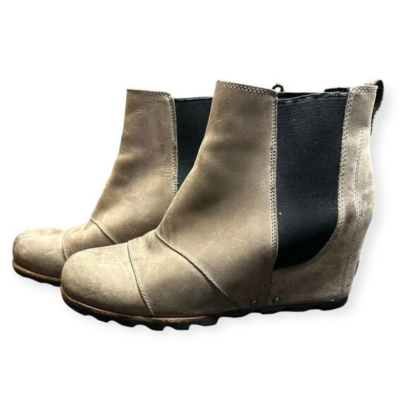SOREL Women’s Gray Lea Hidden Wedge Chelsea Ankle Boots Size 10.5 - Picture 4 of 9